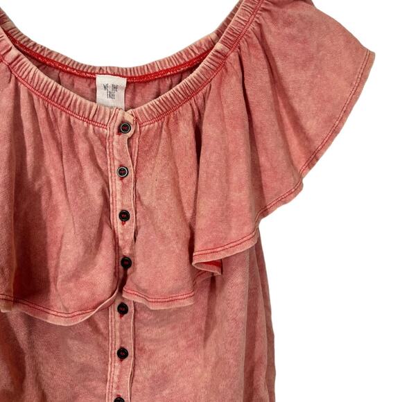 Free People Love Letter Ruffled Tube Top XS Off Shoulder Coral We The Free Boho - Picture 4 of 9
